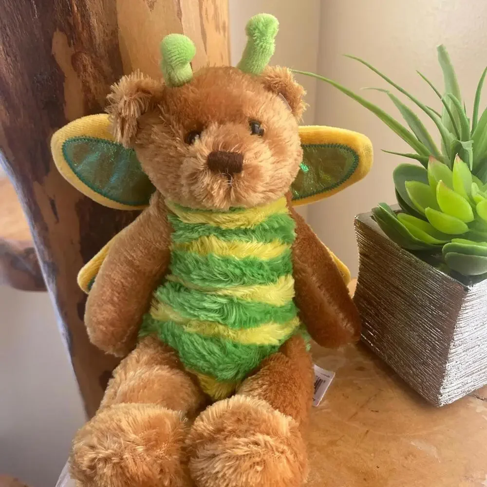 Plush Teddy Bear in Green and Yellow Bee Costume